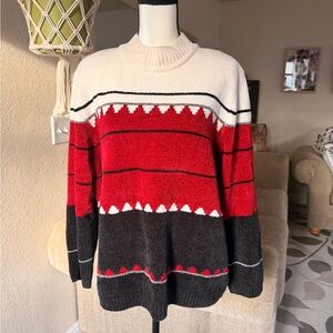 Women’s Alfred Dunner Red, Black, and Cream Sweater
